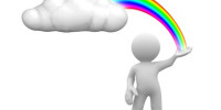 3d human with a rainbow in hand